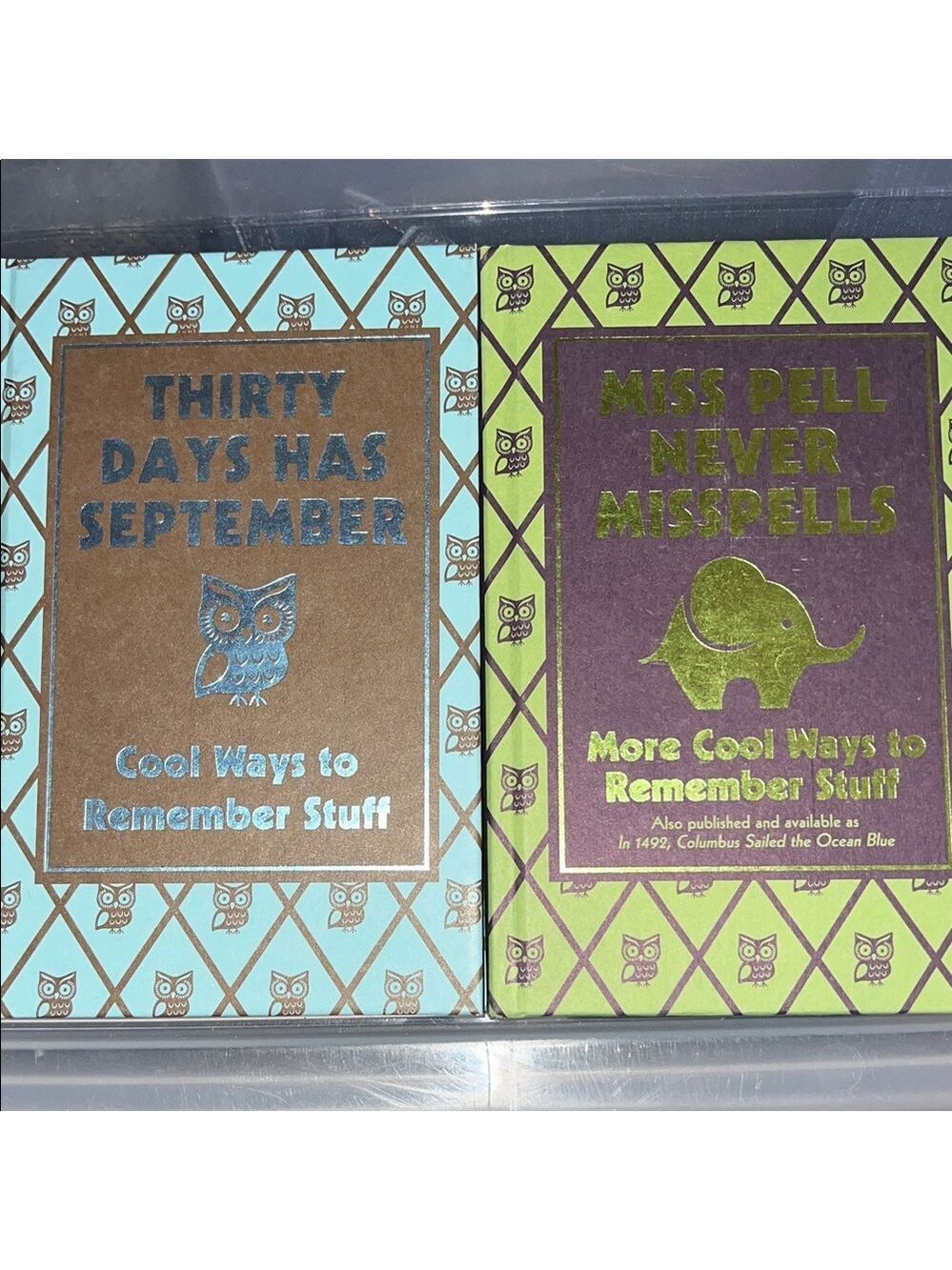 Scholastic Owl and Elephant Memory Books - Blue and Green